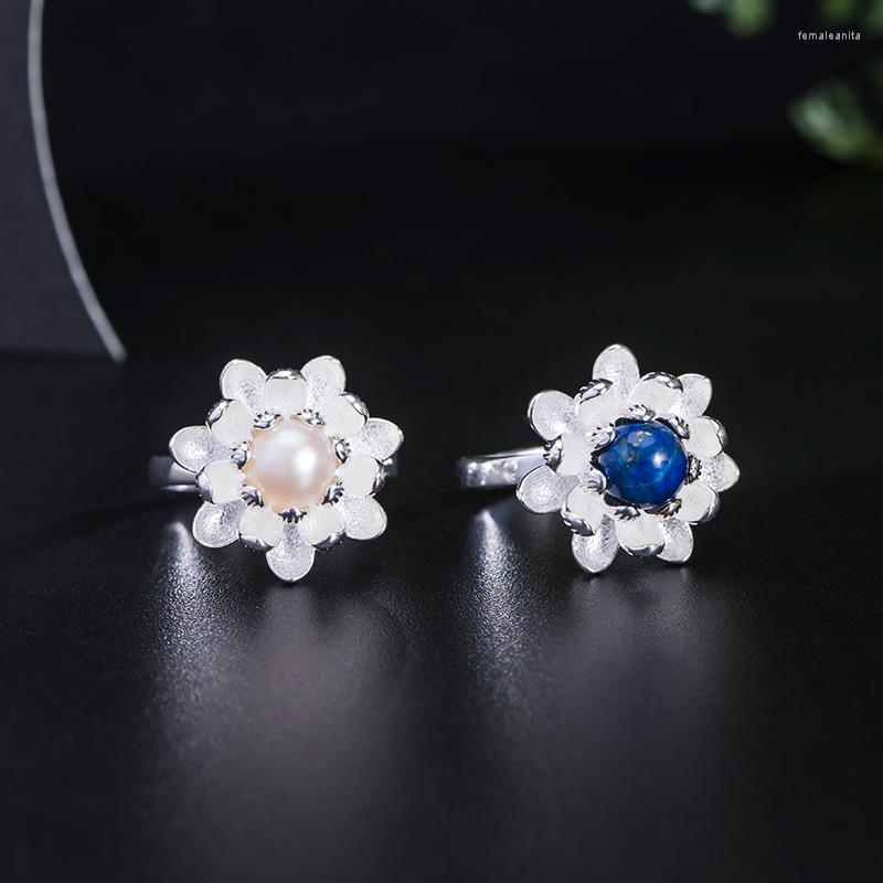 Cluster Rings S925 Silver National Style Lapis Lazuli Flower Ring Retro Thai Pearl Lotus Jewelry
Cluster Rings S925 Silver National Style Lapis Lazuli Flower Ring Retro Thai Pearl Lotus Jewelry
