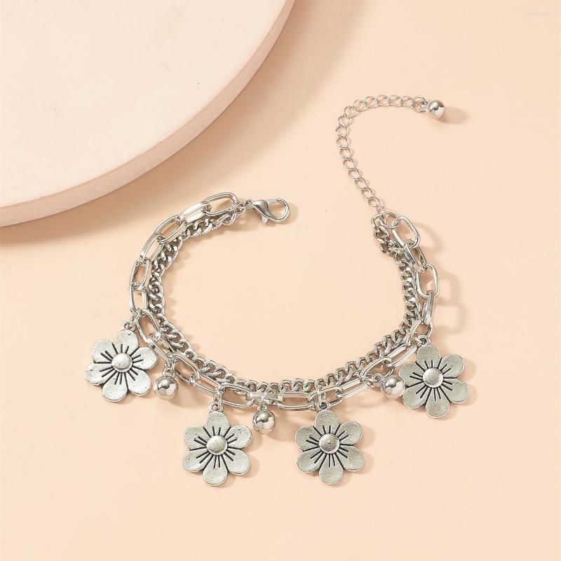 Link Bracelets Double Flower Bracelet For Women Charm Fashion Jewelry Pulseras Mujer Pulsera
Link Bracelets Double Flower Bracelet For Women Charm Fashion Jewelry Pulseras Mujer Pulsera
