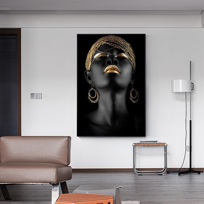 Donna africana arte murale pittura arte poster e stampe grande donna nera con gioielli in oro immagine su tela decorazioni per la casa
Donna africana arte murale pittura arte poster e stampe grande donna nera con gioielli in oro immagine su tela decorazioni per la casa