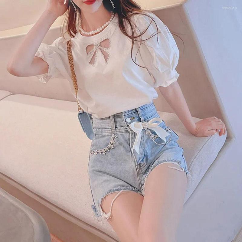 Women' T Shirts Sweet Bubble Sleeve T-shirt Top For Women 2023 Fashion Pearl Diamond Loose Female Casual Cute Ladies White Hoolow Out Tees, Pink
Women' T Shirts Sweet Bubble Sleeve T-shirt Top For Women 2023 Fashion Pearl Diamond Loose Female Casual Cute Ladies White Hoolow Out Tees, Pink