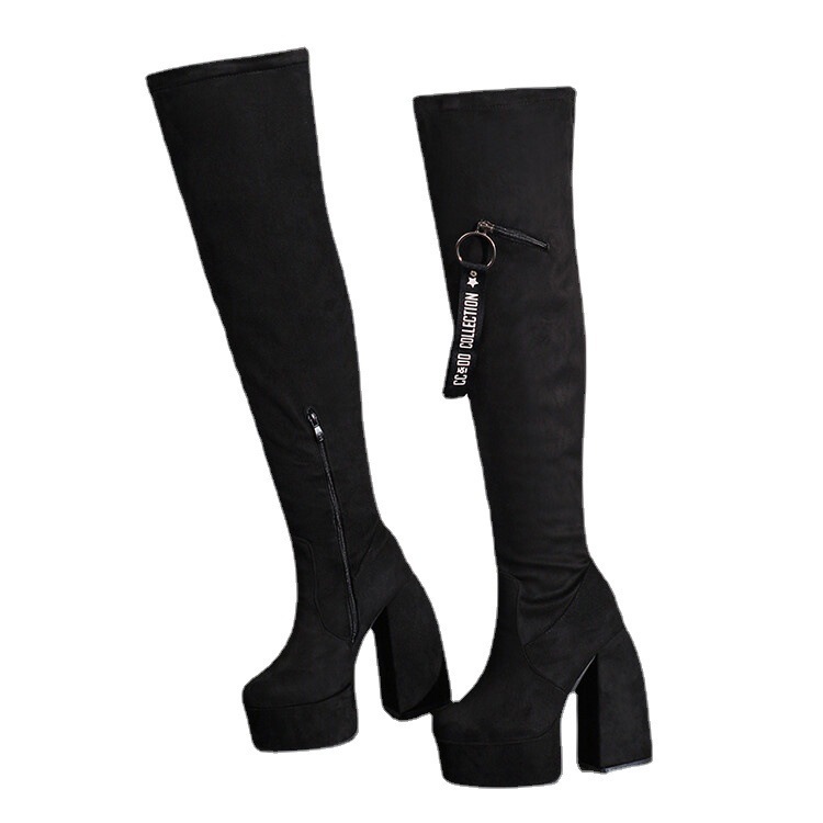 Boots Long Women Boots Winter Platform Black High Heels Punk Thick Bottom Side Zipper Over Knee Thigh High Boots Women 220912
