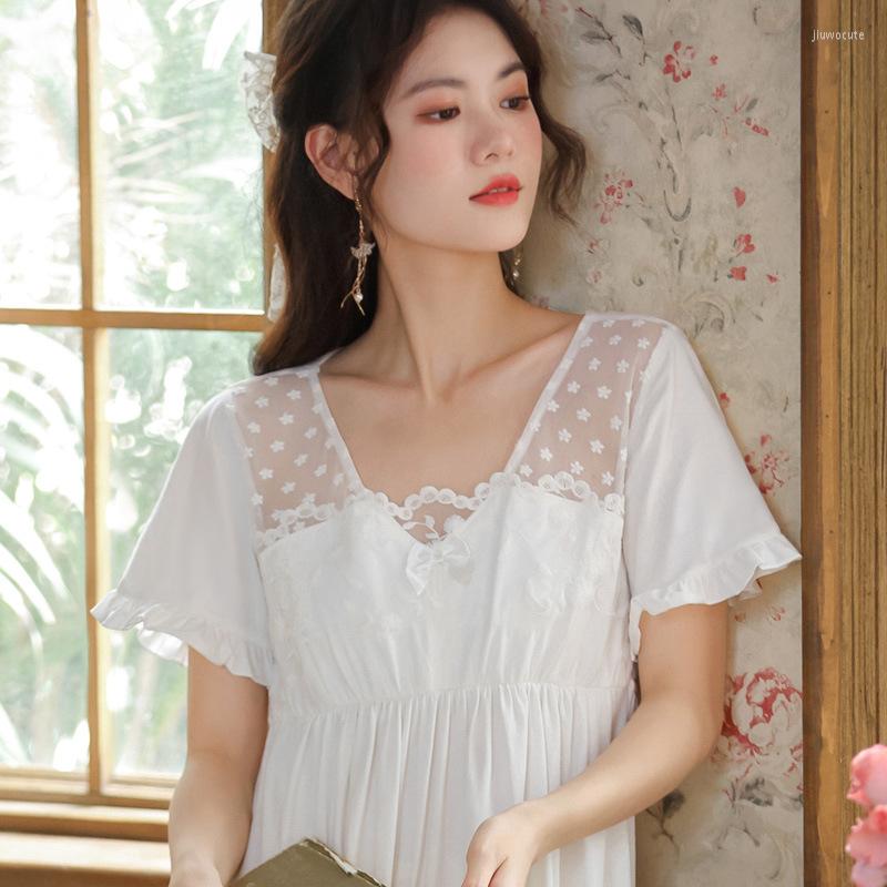 Women's Sleepwear Victorian Nightgown Cotton Long Night Dress Women Summer Short Sleeve Sexy Lace Peignoir Robe Fairy Princess Nightwear, White
Women's Sleepwear Victorian Nightgown Cotton Long Night Dress Women Summer Short Sleeve Sexy Lace Peignoir Robe Fairy Princess Nightwear, White