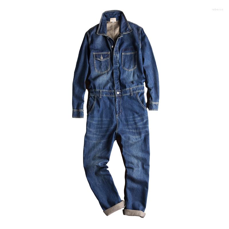 Men's Pants Men's Long-sleeved Denim Overalls Lapel Jumpsuit Blue Jeans Hip-hop Spring And Autumn Fashion
Men's Pants Men's Long-sleeved Denim Overalls Lapel Jumpsuit Blue Jeans Hip-hop Spring And Autumn Fashion
