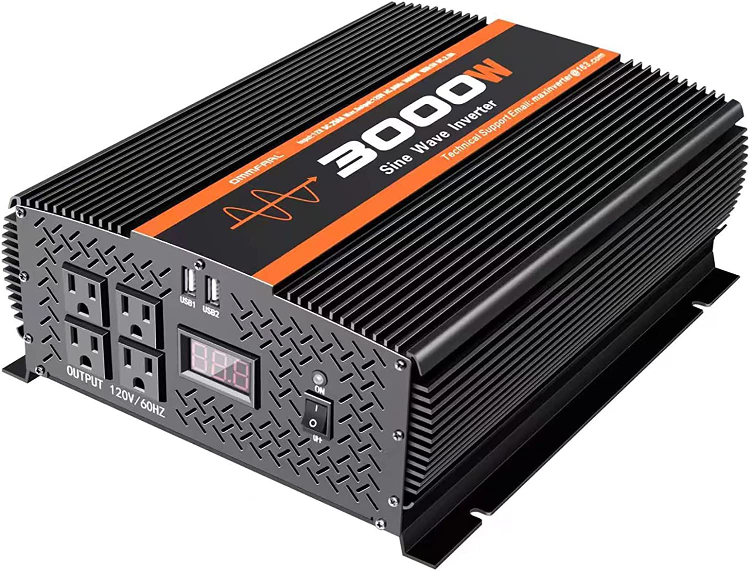 

US Stock, 3000W Pure Sine Wave Inverter 12V DC to 120V AC Converter for Home, RV, Truck, Off-Grid Solar Power Inverter 12V to 110V with Built-in 5V/2.1A USB Port