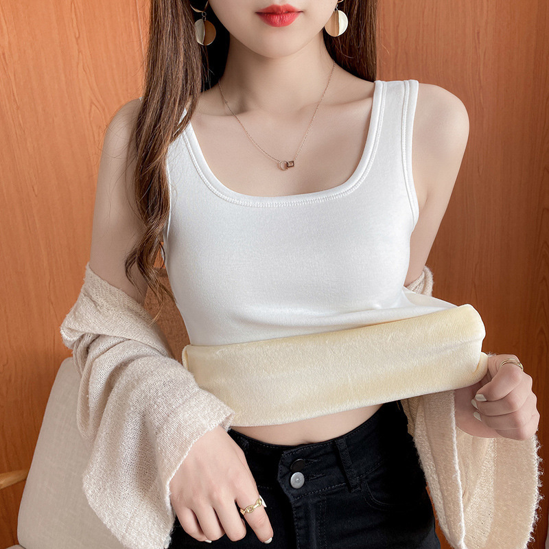 Camisoles Tanks Women Thicken Plus Velvet Keep Warm Thermal Underwear Seamless Body Sculpting Elastic Lingerie Back Closure Tank Top 230413