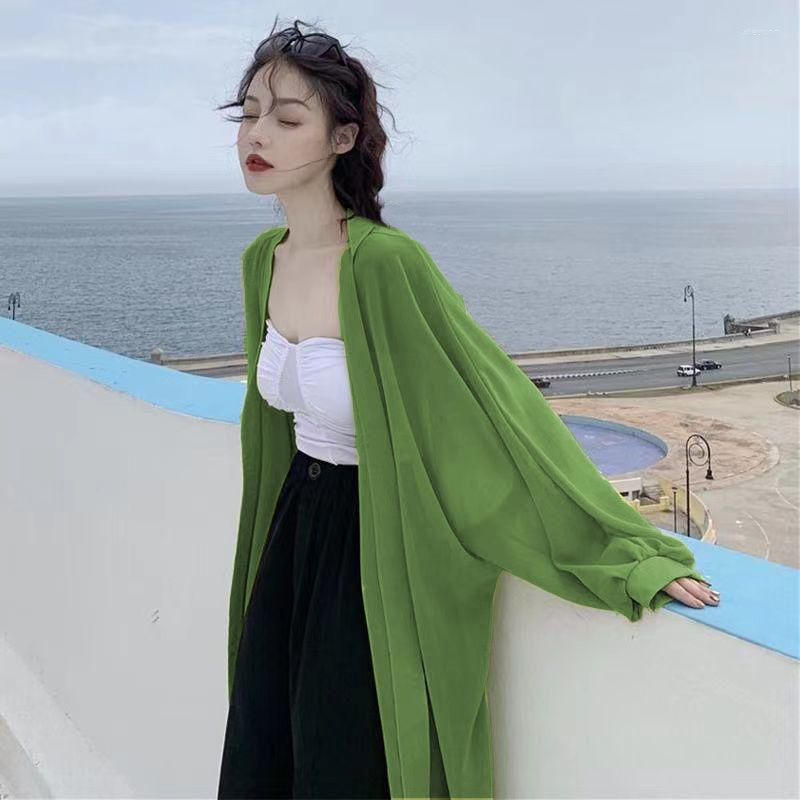 Women's T Shirts SABINAX Summer Temperament Sunscreen Clothes Female Mid-length Chiffon Cardigan Thin Solid Coat Korean Version Loose Shirt, Blue
Women's T Shirts SABINAX Summer Temperament Sunscreen Clothes Female Mid-length Chiffon Cardigan Thin Solid Coat Korean Version Loose Shirt, Blue
