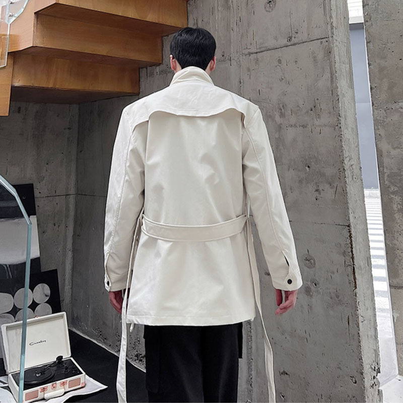 Men's Trench Coats Men Korean Casual Streetwear Fashion Belt Windbreak Coat Outerwear Net Celebrity Male Loose Commute Jacket Overcoat 230413Z