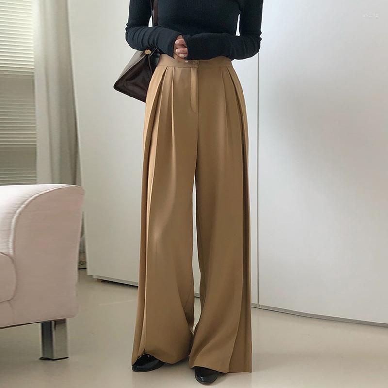 Women' Pants JulyPalette Chic High Waist Women Trousers OL Style Pleated Drape Straight-leg Casual Khaki Female Wide Leg Suit
Women' Pants JulyPalette Chic High Waist Women Trousers OL Style Pleated Drape Straight-leg Casual Khaki Female Wide Leg Suit