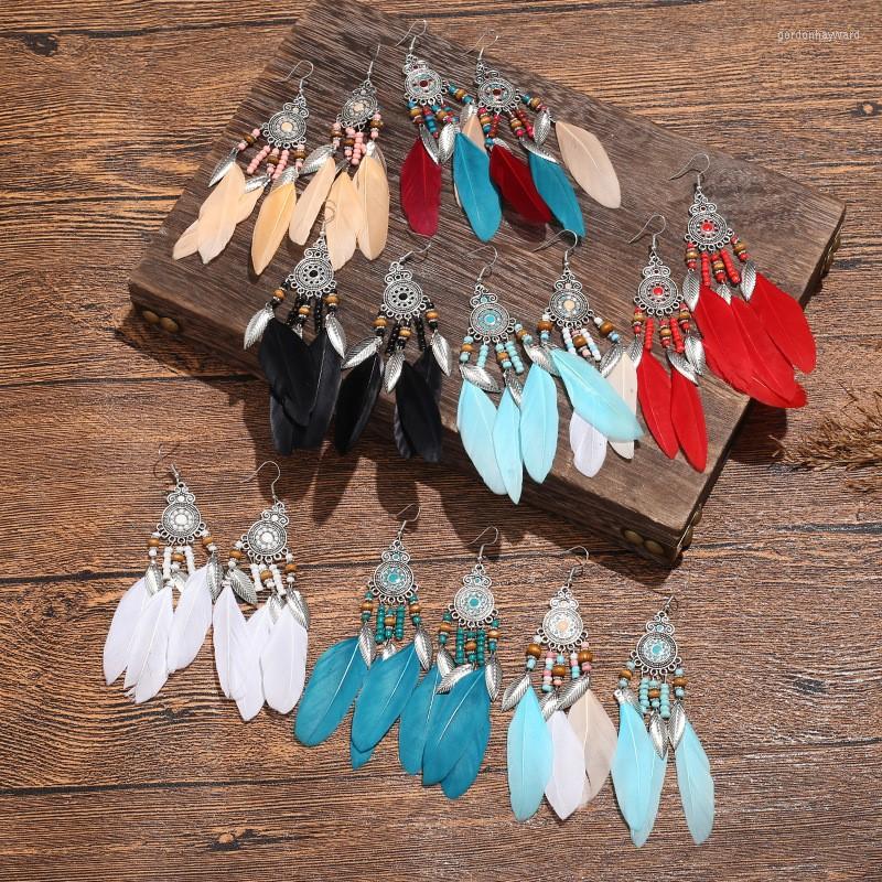 Dangle Earrings Women's Bohemian Tassel Feather For Silver Color Alloy Dripping Oil Wedding Bride Jewelry Wholes
Dangle Earrings Women's Bohemian Tassel Feather For Silver Color Alloy Dripping Oil Wedding Bride Jewelry Wholes