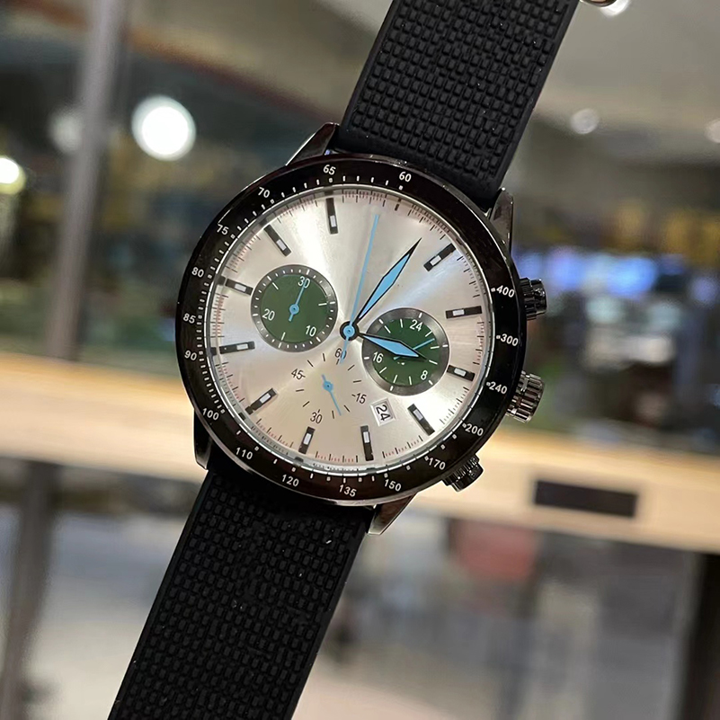 Multi-function men's watch three-eye chronograph steel butterfly clasp 43mm, Color-3
Multi-function men's watch three-eye chronograph steel butterfly clasp 43mm, Color-3