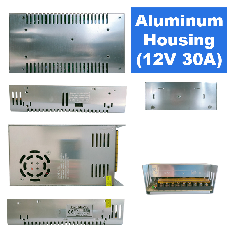 12V 30A DC Universal Regulated Switching Power Supply 360W for CCTV Radio Computer Project LED Strip Lights 3D Printer crestech