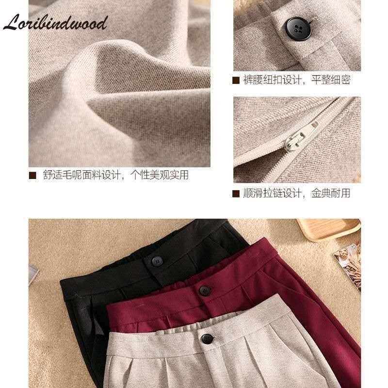 Women's Pants Capris Woolen Pants wool Women's Winter High-waist Wide-leg Pants Loose Casual Straight-leg Pants Are Thin and Fall Mopping Pa
