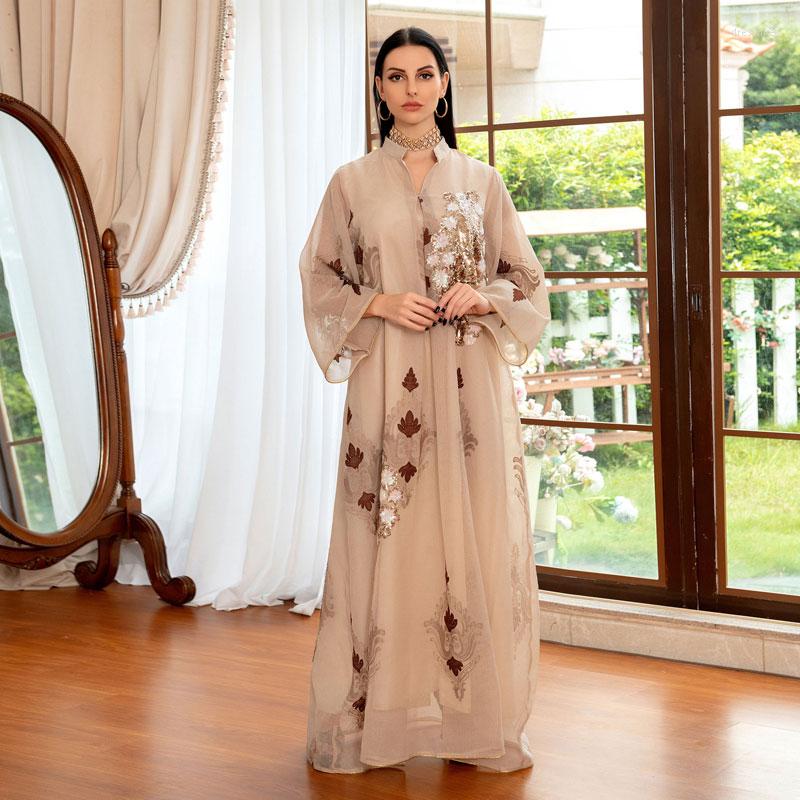 Ethnic Clothing Sequins Jalabiya Abaya Women Fashion Embroidered Muslim Dress Imitated Linen Marocain Evening Party Dresses Middle East
Ethnic Clothing Sequins Jalabiya Abaya Women Fashion Embroidered Muslim Dress Imitated Linen Marocain Evening Party Dresses Middle East