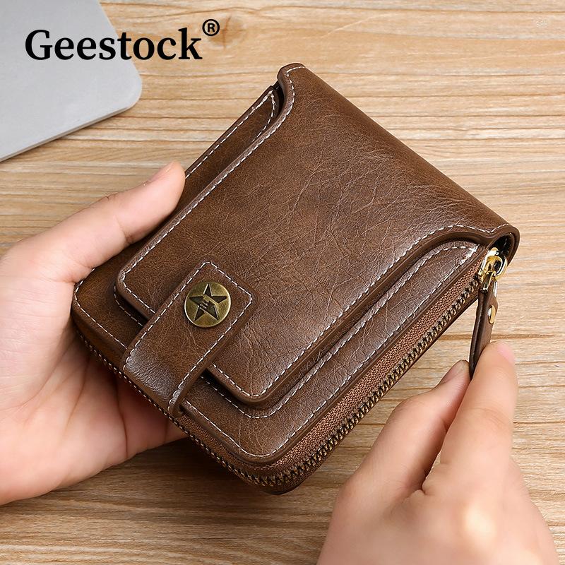 Wallets Geestock Vintage Small Men's Wallet Zip Tri-fold Card Holder Pu Leather Short Purse For Women Solid Porte Feuille Hommes, Black
Wallets Geestock Vintage Small Men's Wallet Zip Tri-fold Card Holder Pu Leather Short Purse For Women Solid Porte Feuille Hommes, Black