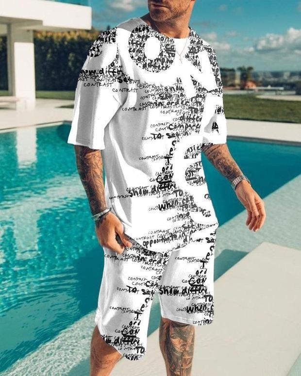 Men's Tracksuits 2Piece Sportswear Black and White Lion 3D Printed TShirt Suit Street Casual TwoPiece Oversized Set 230413