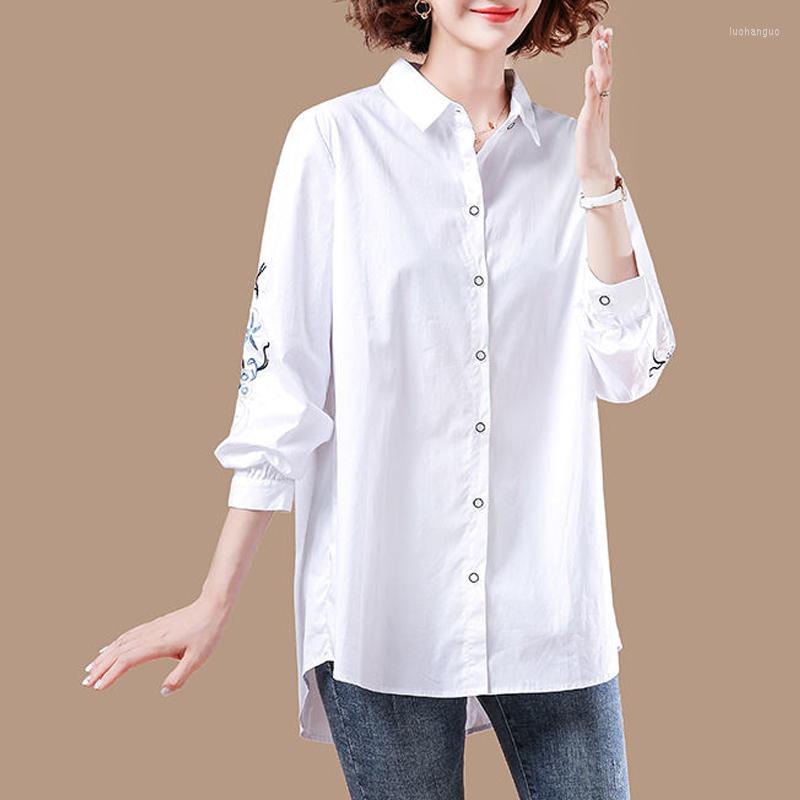 Women's Blouses Korean Simple Embroidery White Cotton Button Up Shirts Spring Casual Long Sleeve Loose Tunic Tops For Women Clothes 2023
Women's Blouses Korean Simple Embroidery White Cotton Button Up Shirts Spring Casual Long Sleeve Loose Tunic Tops For Women Clothes 2023
