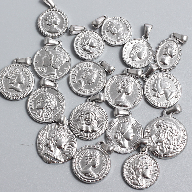 Titanium steel Roman coin pendant Vacuum electroplating Stainless Steel charm For DIY Jewelry necklace Making
Titanium steel Roman coin pendant Vacuum electroplating Stainless Steel charm For DIY Jewelry necklace Making