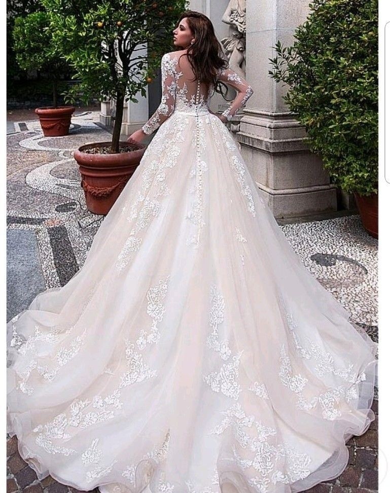Dubai A Line Dresses Sequined Long Sleeve Plus Size Chapel Train Sweetheart Vestido De Novia Lace Appliqued Bridal Wedding Gowns Custom Made 403