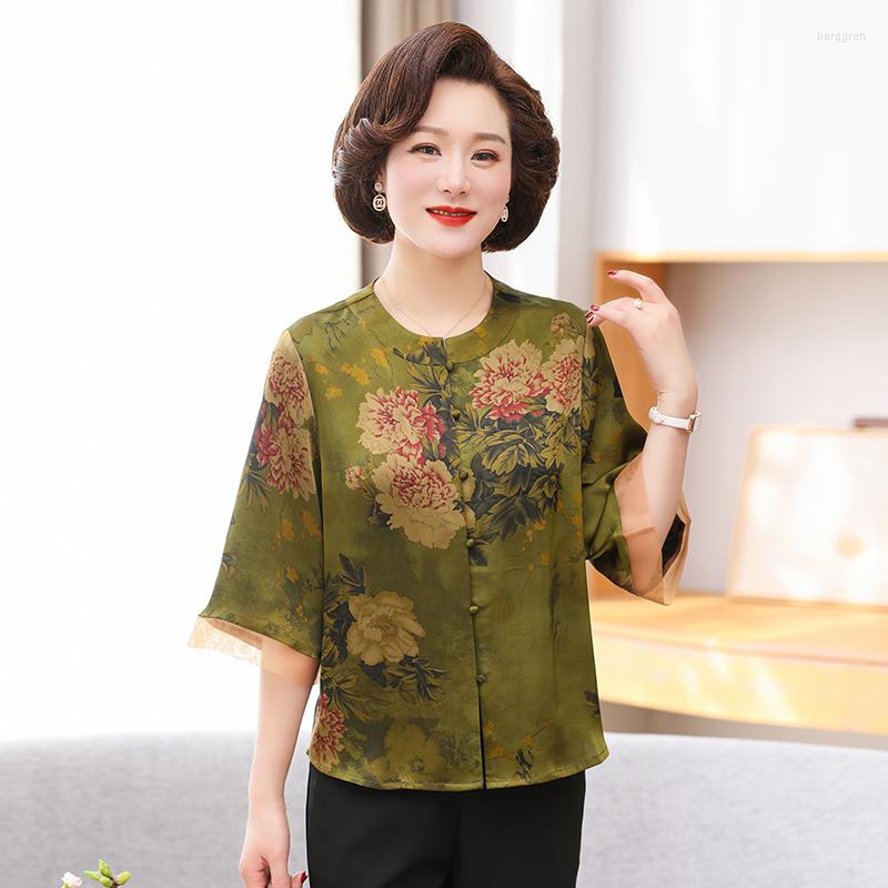 Women's Blouses High Quality Women's Silk Blouse 2023 Summer Vintage Printing Soft Shirts Elegant Female Flowers Print O-Neck Satin, Army green
Women's Blouses High Quality Women's Silk Blouse 2023 Summer Vintage Printing Soft Shirts Elegant Female Flowers Print O-Neck Satin, Army green