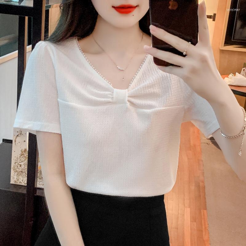 Women' Blouses Fashion Short Sleeve Summer Blouse Women Tops Korean Style Chic V Neck Shirts Casual White Female Clothing 26023
Women' Blouses Fashion Short Sleeve Summer Blouse Women Tops Korean Style Chic V Neck Shirts Casual White Female Clothing 26023