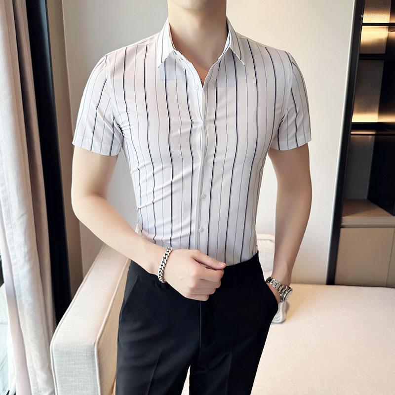 Men's Casual Shirts 2023 Summer Striped Short Sleeve Men Business Dress Social Streetwear Camisas Para Hombre, Blue
Men's Casual Shirts 2023 Summer Striped Short Sleeve Men Business Dress Social Streetwear Camisas Para Hombre, Blue