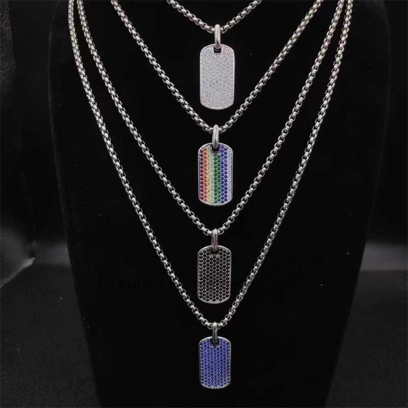 50cm Box Chain Designer Luxury Necklaces Necklace Streamline dog Tag 925 Silver 18k gold Plated jewelry Black Diamonds silver chain chains free fashion shipping