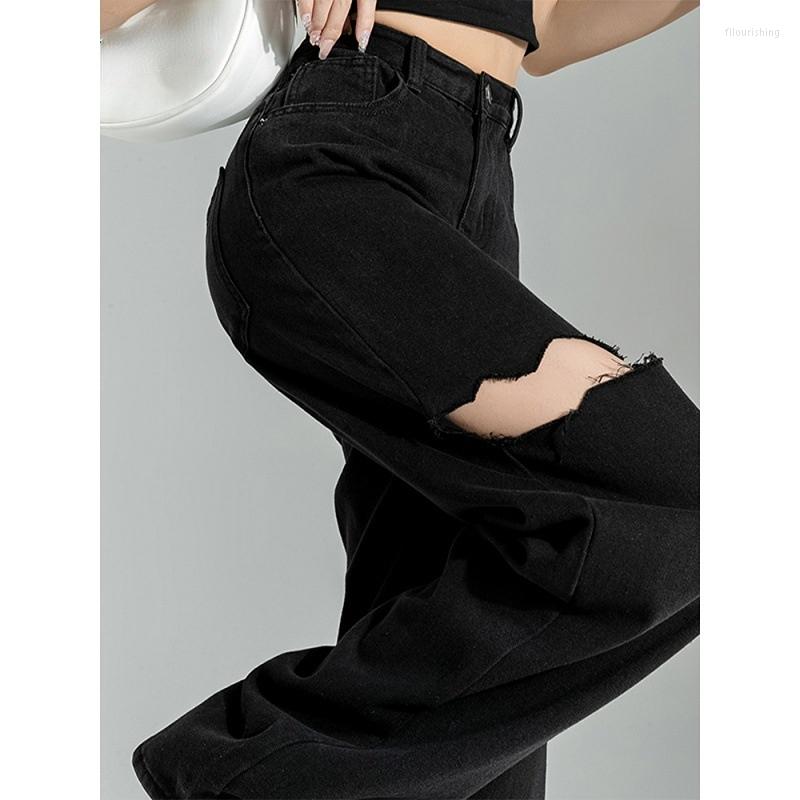 Women's Jeans High Waist Straight Pants Hole Cowboy Street Beggar Thin Loose Drape Wide Leg Mop Y2k, Black trousers
Women's Jeans High Waist Straight Pants Hole Cowboy Street Beggar Thin Loose Drape Wide Leg Mop Y2k, Black trousers