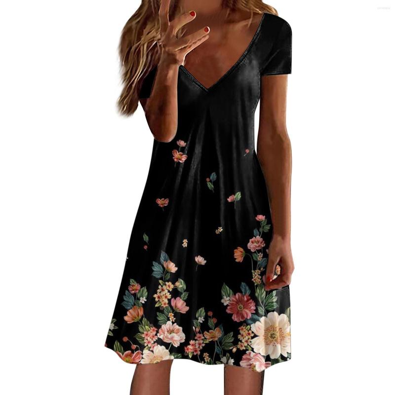 Casual Dresses Summer Short Sleeve Floral Dress Women Fashion V Neck Swing Flowy Party A Line Mini DressFemale Loose Boho Beach Sundress, Blue
Casual Dresses Summer Short Sleeve Floral Dress Women Fashion V Neck Swing Flowy Party A Line Mini DressFemale Loose Boho Beach Sundress, Blue