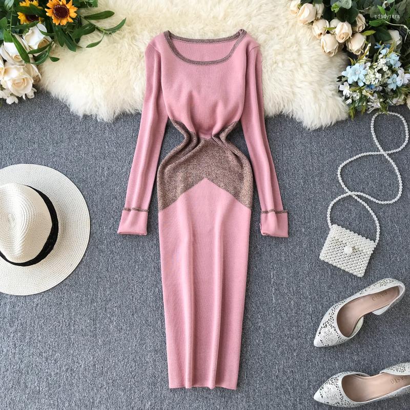 Casual Dresses Amolapha Women Hit Color Shinning Pachwrok Slim Knit Ladies Long Sleeve Knitted Dress Vestidos, Black
Casual Dresses Amolapha Women Hit Color Shinning Pachwrok Slim Knit Ladies Long Sleeve Knitted Dress Vestidos, Black
