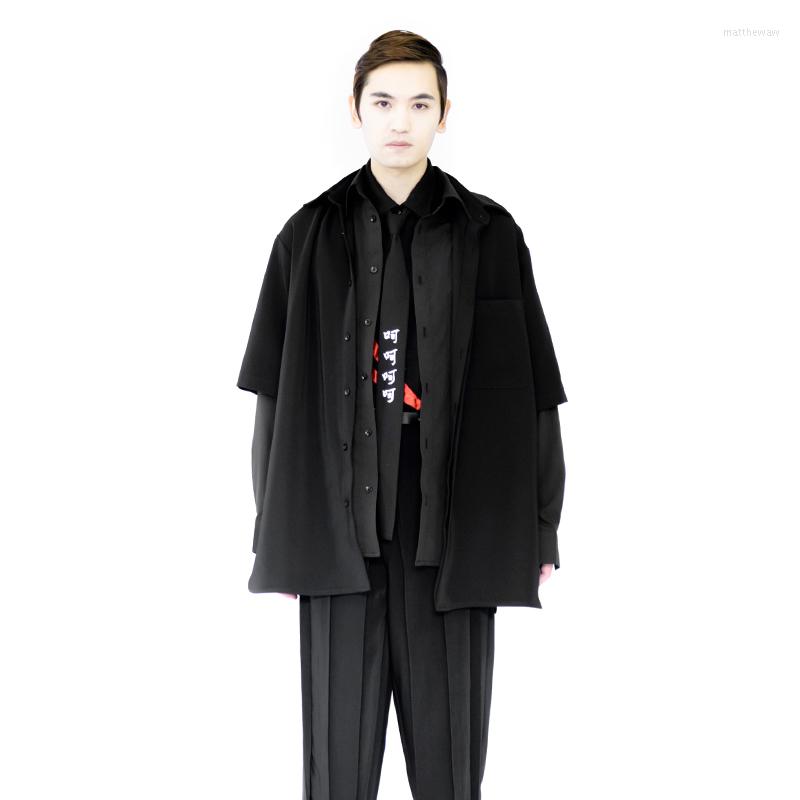 Men' Casual Shirts Men' Super Loose Double Sleeve Shirt Coat Spring Fashion Trend Solid Color Double-Layer Personalized, Black
Men' Casual Shirts Men' Super Loose Double Sleeve Shirt Coat Spring Fashion Trend Solid Color Double-Layer Personalized, Black