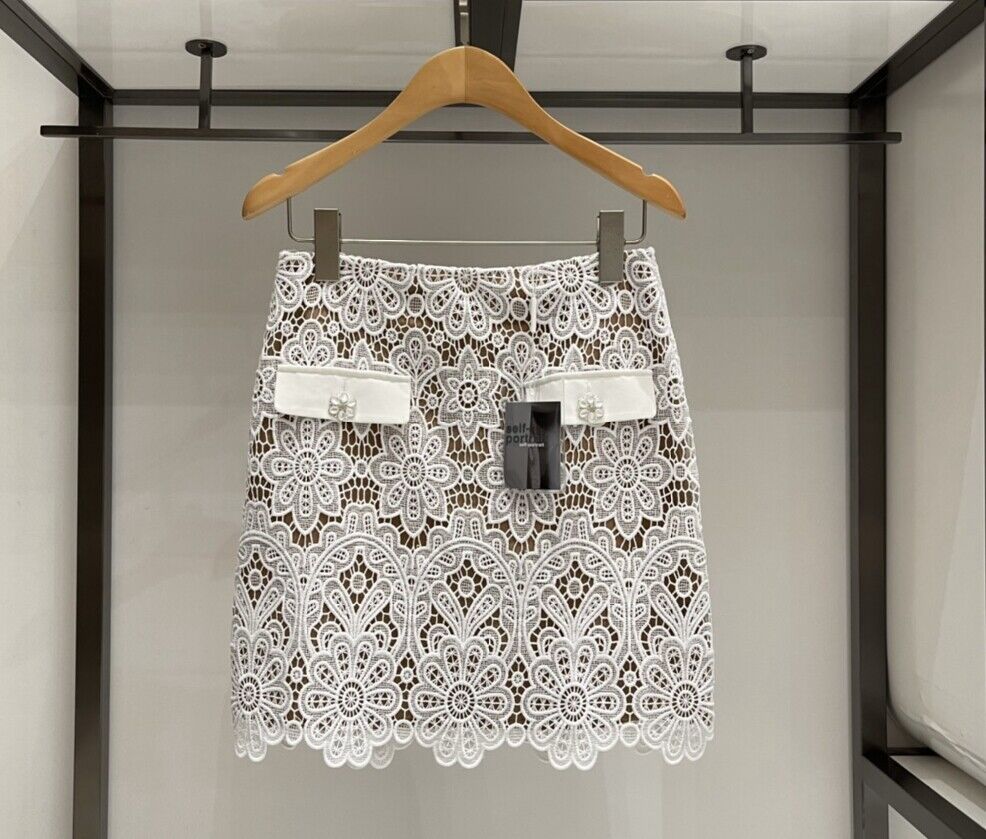 Two Piece Dress Self-Portrait Floral Guipure Cropped Jacket / Mini Skirt