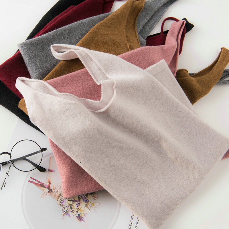 Camisoles Tanks Women Sexy 100% Worsted Wool Vest Crop FashionTops V-Neck Camisole Summer Tank Shirt Ladies Slid Knit Camisole Bottoming 230413