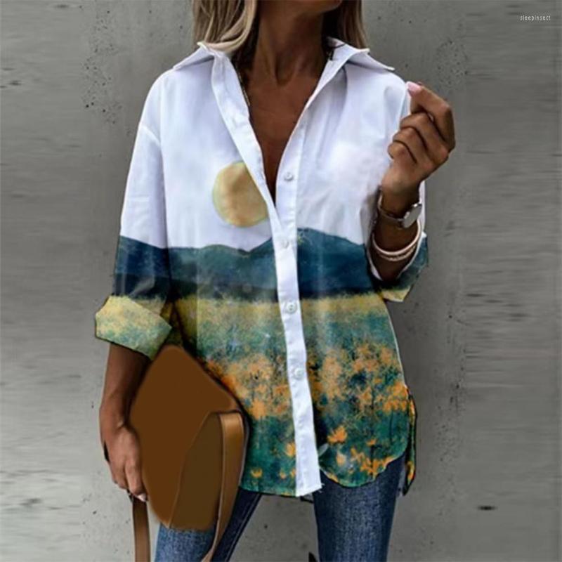 Women's Blouses Women Shirt High Quality Lapel Collar Printing Surface Long Sleeve Loose Large Casual Top Vintage Blusas Y Camisas, Blue
Women's Blouses Women Shirt High Quality Lapel Collar Printing Surface Long Sleeve Loose Large Casual Top Vintage Blusas Y Camisas, Blue