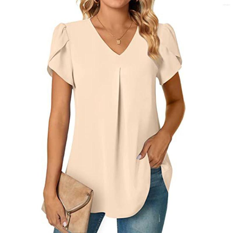 Women's Blouses Women V Neck Chiffon Plain Color Blouse Pleated Womens Short Sleeved Shirts Dressy Tops Cotton Button Shirt For, Dark blue
Women's Blouses Women V Neck Chiffon Plain Color Blouse Pleated Womens Short Sleeved Shirts Dressy Tops Cotton Button Shirt For, Dark blue