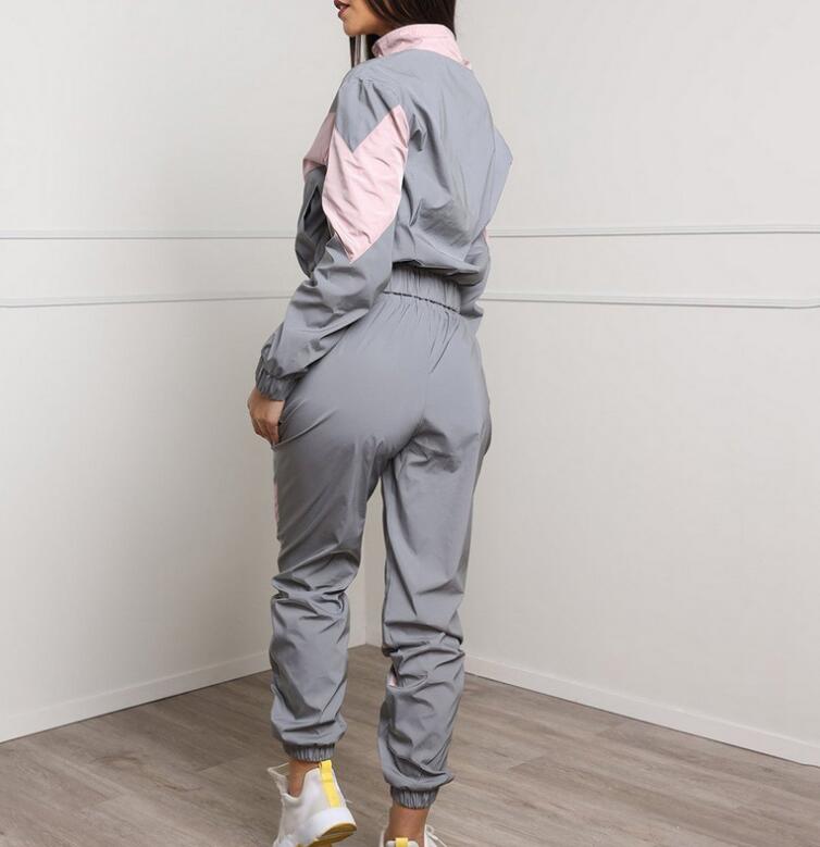 JM368 Women's Two Piece Pants long sleeve zipper Reflective jacket Women's Clothing