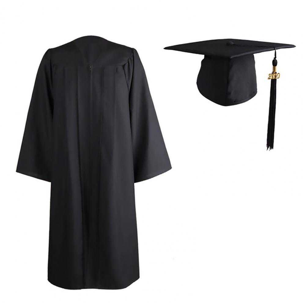 Party Hats 2021 Adult Graduation Gown Long Sleeve University Academic DresS Zip Closure Plus size Graduation Gown Robe Mortarboard-Cap W0413