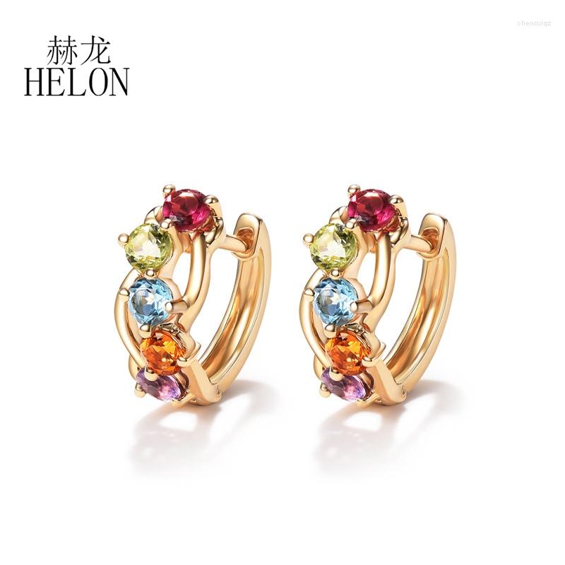 Hoop Earrings HELON Solid 14K Yellow Gold Round Genuine Amethyst Citrine Sky Topaz Blue Peridot Tourmaline Fine Jewelry Elegant Gift
Hoop Earrings HELON Solid 14K Yellow Gold Round Genuine Amethyst Citrine Sky Topaz Blue Peridot Tourmaline Fine Jewelry Elegant Gift