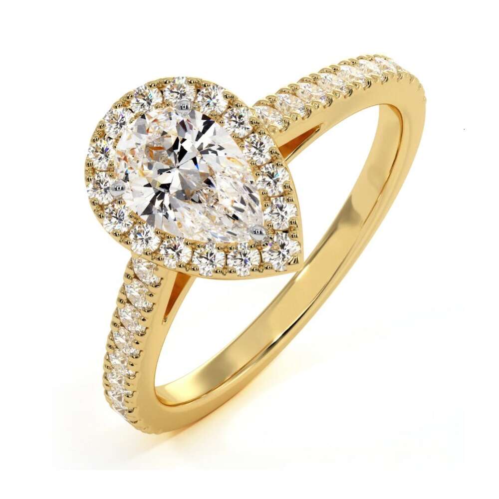 Halo Engagement Rings Wedding Moissanite Ring Pear 1ct 14k White Yellow Gold Jewelry