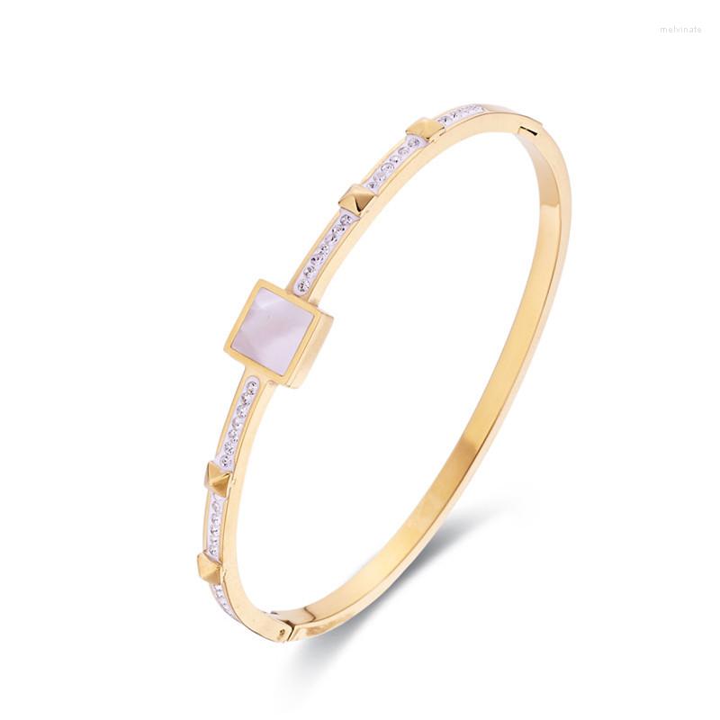 Bangle Stainless Steel Square Shape Bracelet Women Jewelry Shell And Zircon Exquisite Crystal Accessories Gift Wholesale
Bangle Stainless Steel Square Shape Bracelet Women Jewelry Shell And Zircon Exquisite Crystal Accessories Gift Wholesale