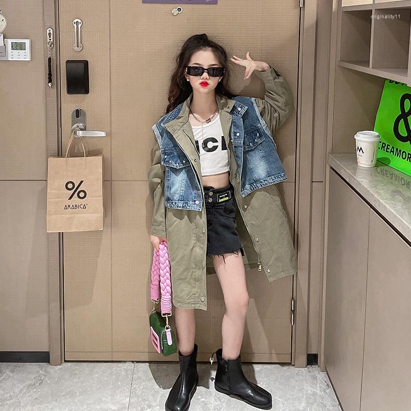Coat 2023 Winter Girls' Denim Vest Cotton Jacket Two Piece Set Middle Sized Children's Korean Fashion Wind Proof And Warm Keeping, Army green
Coat 2023 Winter Girls' Denim Vest Cotton Jacket Two Piece Set Middle Sized Children's Korean Fashion Wind Proof And Warm Keeping, Army green