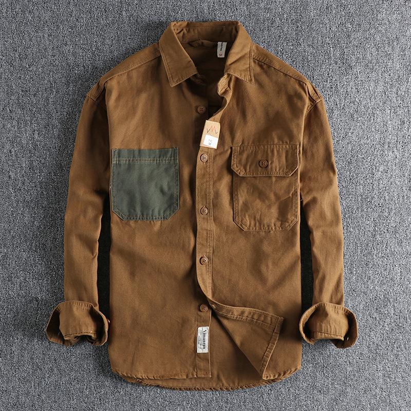 Men's Casual Shirts 2023 Patch Washed Grain Woven Cotton Male Long Sleeve Shirt Men's Daily Tooling Retro Trend Youth Fashion Thin Coat, Army green
Men's Casual Shirts 2023 Patch Washed Grain Woven Cotton Male Long Sleeve Shirt Men's Daily Tooling Retro Trend Youth Fashion Thin Coat, Army green