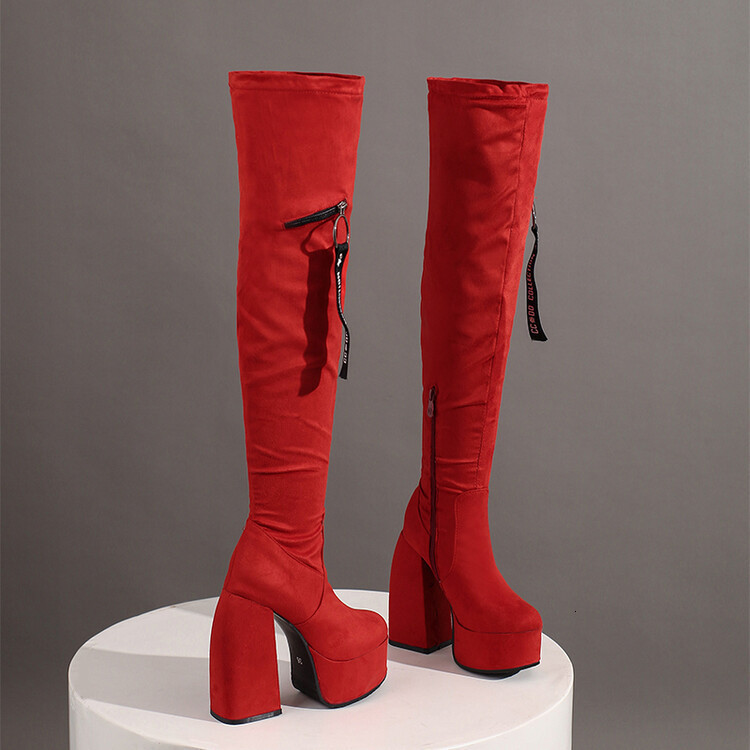 Boots Long Women Boots Winter Platform Black High Heels Punk Thick Bottom Side Zipper Over Knee Thigh High Boots Women 220912