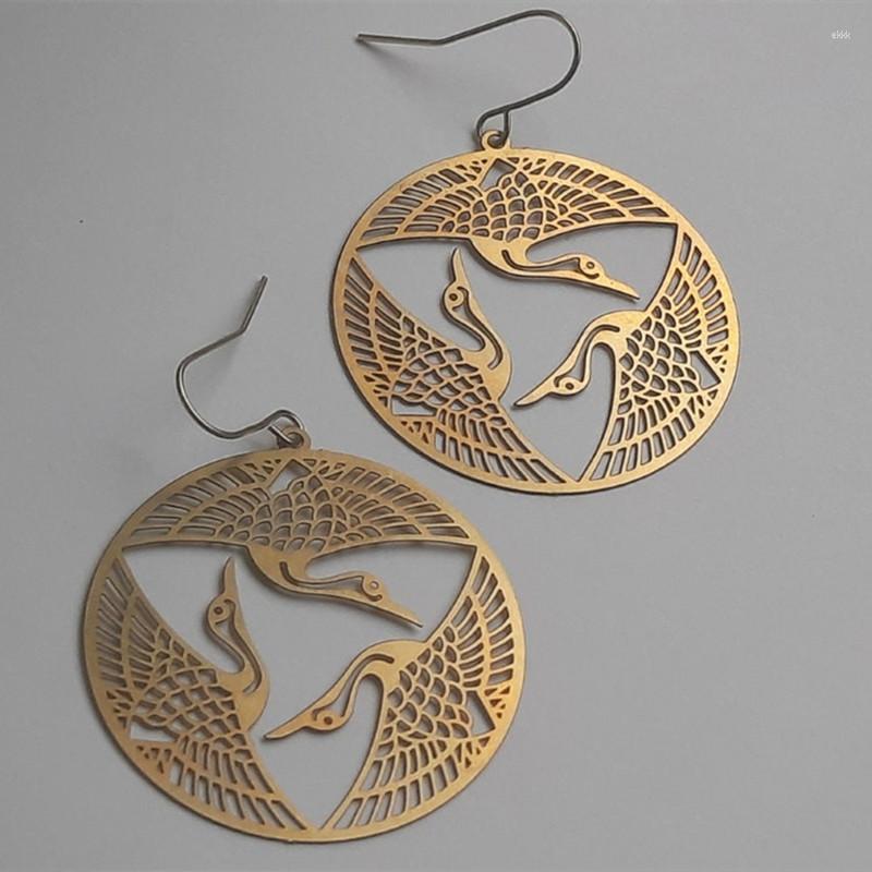 Dangle Earrings Brass Filigree Round Disc Three-headed Bird Bohemian Jewelry Vintage Women's Creative Gifts
Dangle Earrings Brass Filigree Round Disc Three-headed Bird Bohemian Jewelry Vintage Women's Creative Gifts
