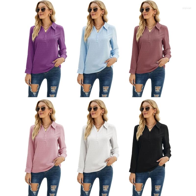 Women's Blouses Women Casual Long Sleeve Solid Color Loose Tunic Shirt Collared V-Neck Button Up Swiss-Dot Chiffon Pullover Top, Black
Women's Blouses Women Casual Long Sleeve Solid Color Loose Tunic Shirt Collared V-Neck Button Up Swiss-Dot Chiffon Pullover Top, Black
