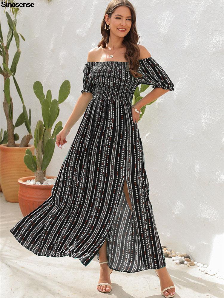 Casual Dresses Women' Striped Print Summer Boho Long Maxi Sexy Off Shoulder Thigh Shirred High Wasit Side Split Holiday Beach Dress, Maxi dress 03
Casual Dresses Women' Striped Print Summer Boho Long Maxi Sexy Off Shoulder Thigh Shirred High Wasit Side Split Holiday Beach Dress, Maxi dress 03