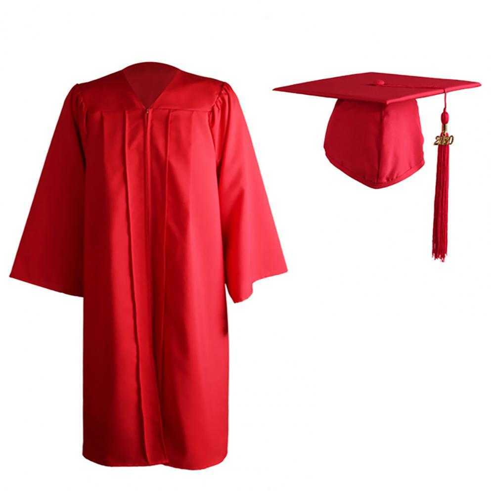 Party Hats 2021 Adult Graduation Gown Long Sleeve University Academic DresS Zip Closure Plus size Graduation Gown Robe Mortarboard-Cap W0413