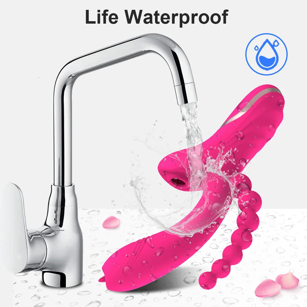 Vibrators 3 in 1 Clit Sucker Dildo Vibrator for Women Clitoris G Spot Tongue Licking Vacuum Stimulator Sex Toys Adult Goods Female 231124