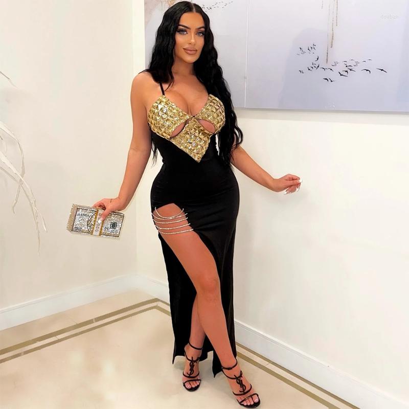 Ethnic Clothing African Dresses For Women Black Golden Glitter Split V-Neck Sexy Party Dress Long Tunic Night Club Sleeveless Maxi
Ethnic Clothing African Dresses For Women Black Golden Glitter Split V-Neck Sexy Party Dress Long Tunic Night Club Sleeveless Maxi