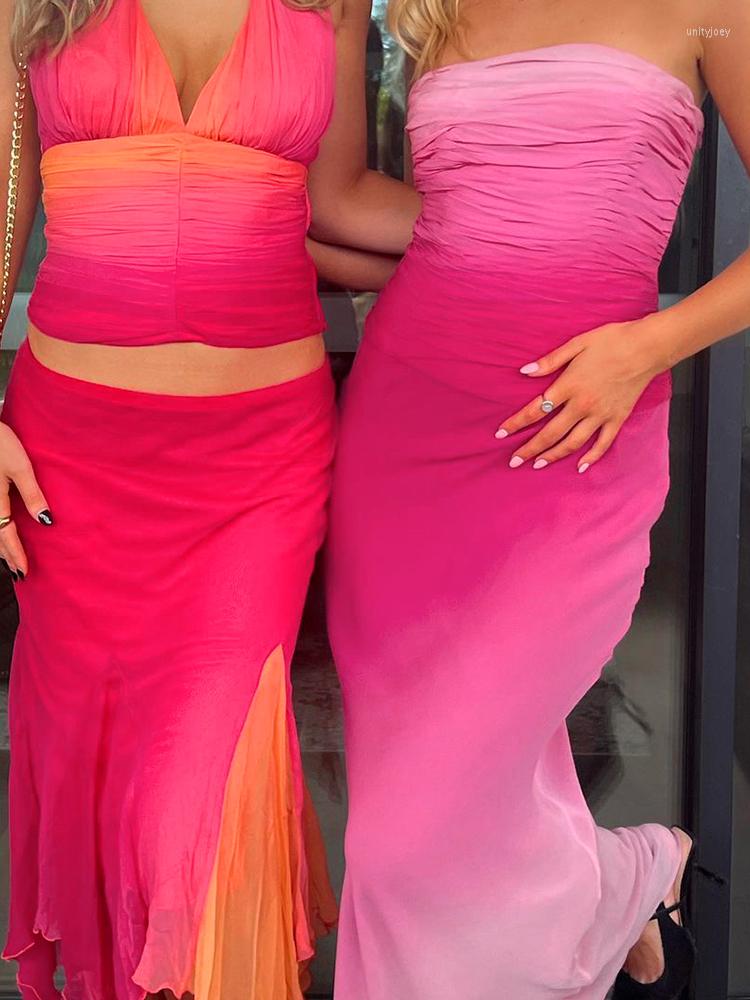 Casual Dresses 2023 Women Summer Backless Sexy Gradient Party Club Outfits Ruched Strapless Sleeveless Maxi Bodycon Dress, Pink
Casual Dresses 2023 Women Summer Backless Sexy Gradient Party Club Outfits Ruched Strapless Sleeveless Maxi Bodycon Dress, Pink