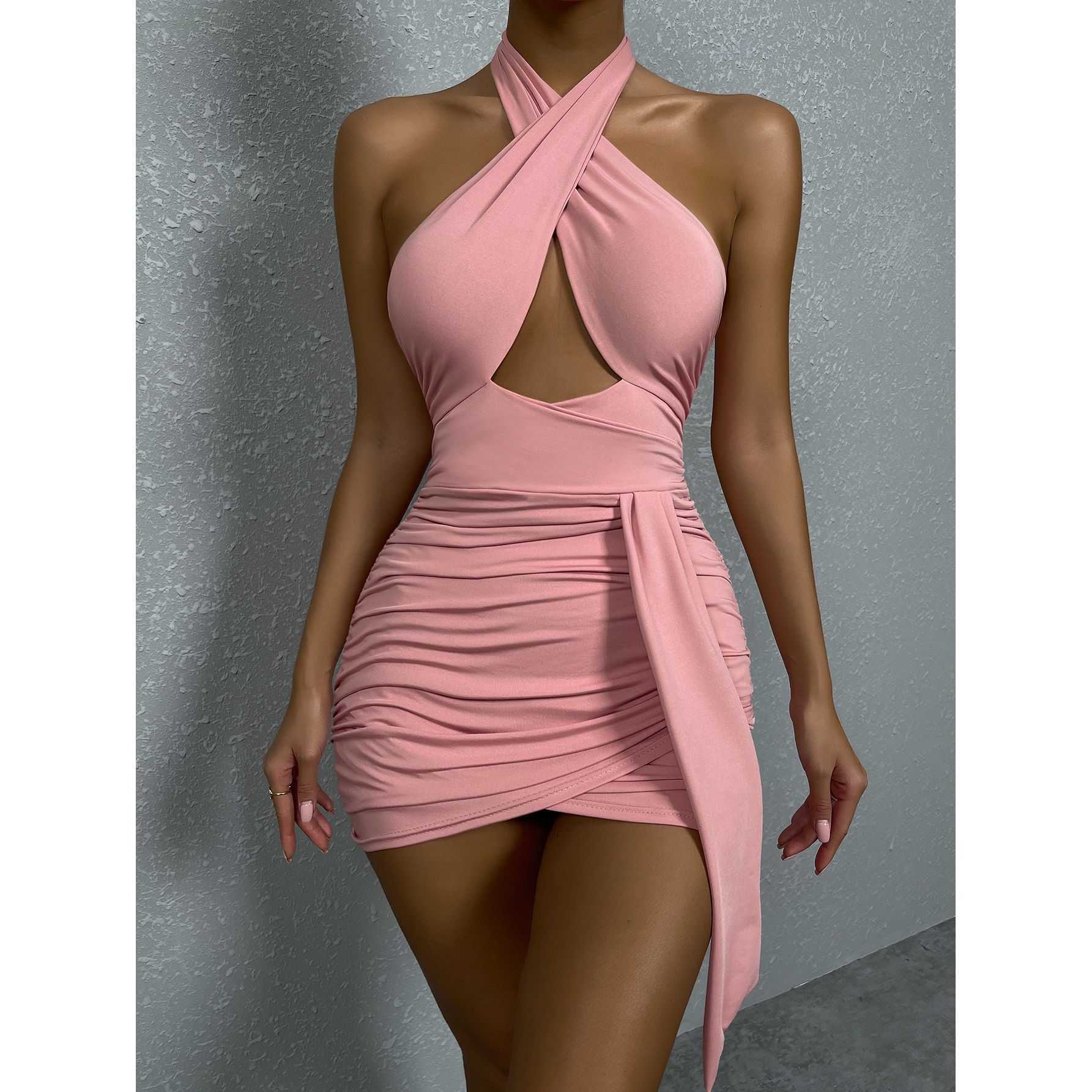 Pink Cross Wrap Spicy Dress - Short, Sexy & Open Back for Women. Perfect for Casual Wear., Black
Pink Cross Wrap Spicy Dress - Short, Sexy & Open Back for Women. Perfect for Casual Wear., Black